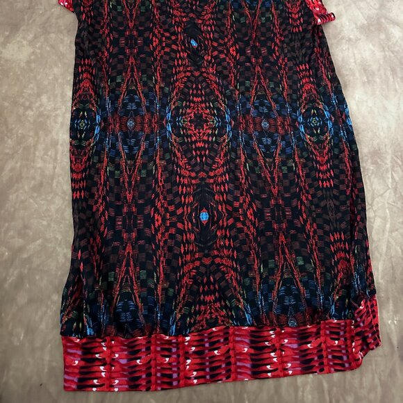 Custo Line Amazing Graphic Red Tunic Style Shirt with Short Sleeves 100% Viscose - Picture 5 of 7